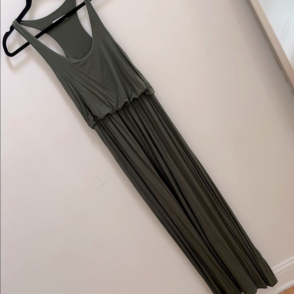 Lush Women's Maxi Dress olive dark green Sleeveless Racerback - size small